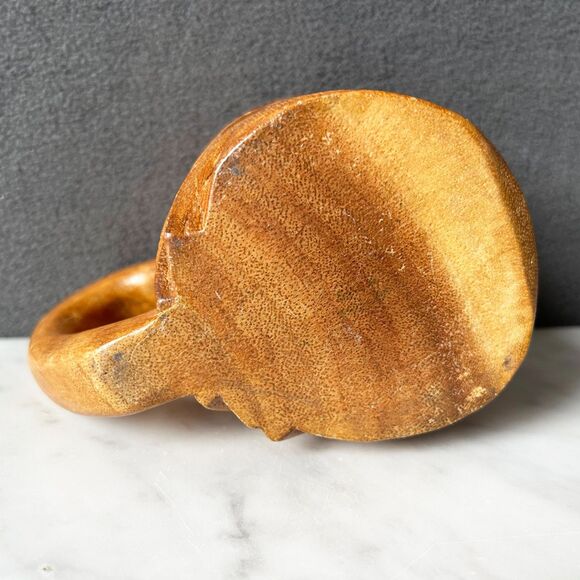 Vintage Wooden TIki Warrior God Ku Mug Hawaiian Polynesian Hand Carved Cup - Picture 5 of 6